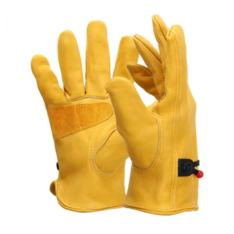 Gants de travail en cuir de vachette pour hommes, conducteur de moto, cyclisme, sports de plein air, course, protection de sécurité, sécurité,