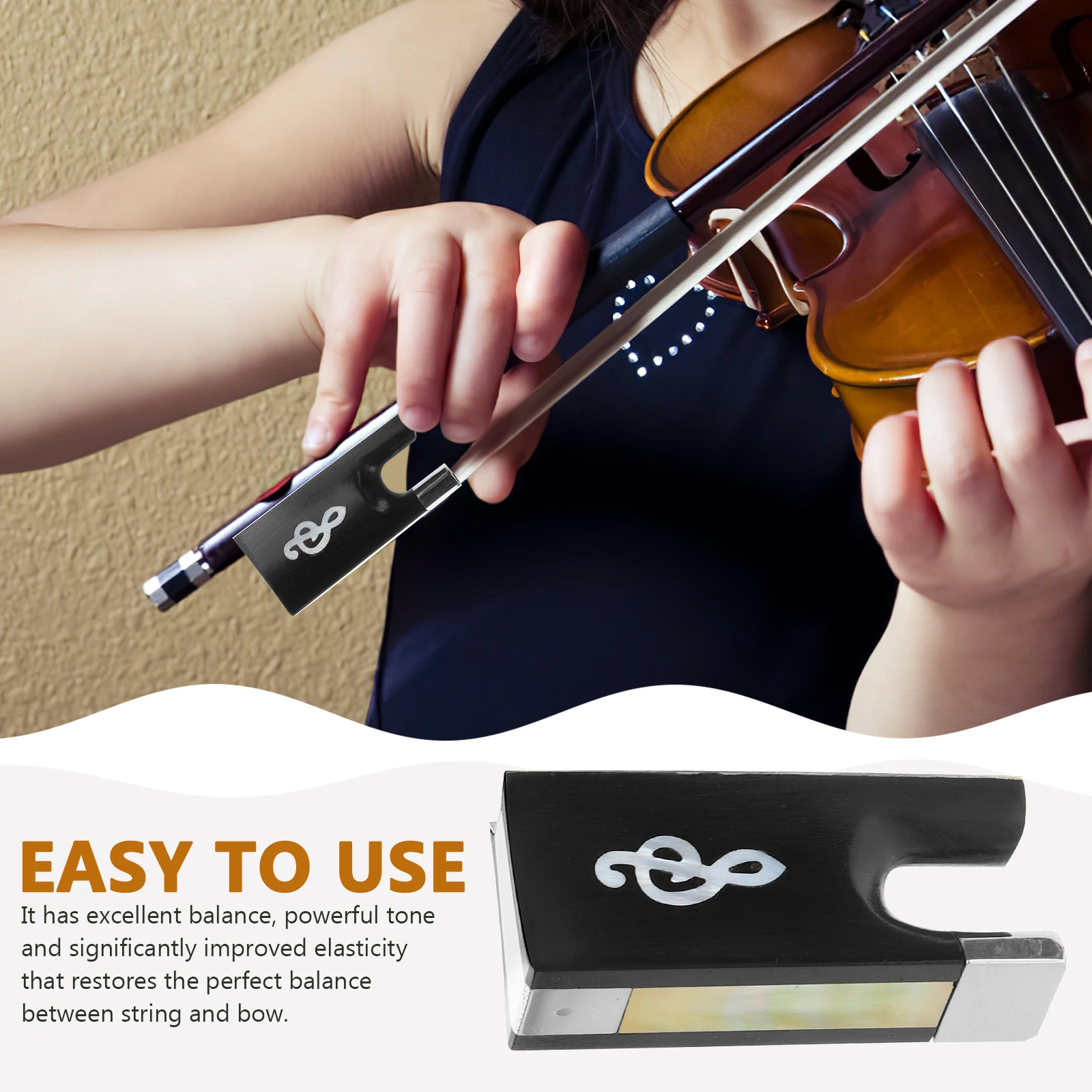 

Frog Violin Tail Library Bow with Screws Accessories Ebony for Musical Grip Student