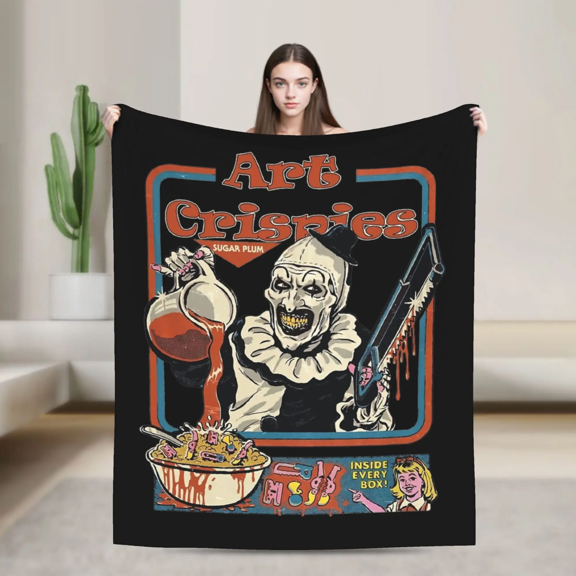 Art Crispies Terrifier Clown Blanket Fleece Decoration   Multifunction Warm Throw Blanket for Sofa Office Plush Thin Quilt