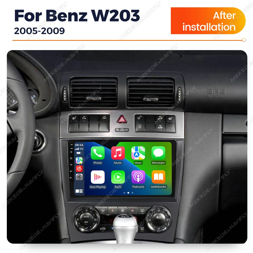 MEKEDE-sistema inteligente para coche, Radio Carplay para Mercedes Benz Clase C W203/CLC W203 2005-2009, reproductor de vídeo Multimedia estéreo para coche