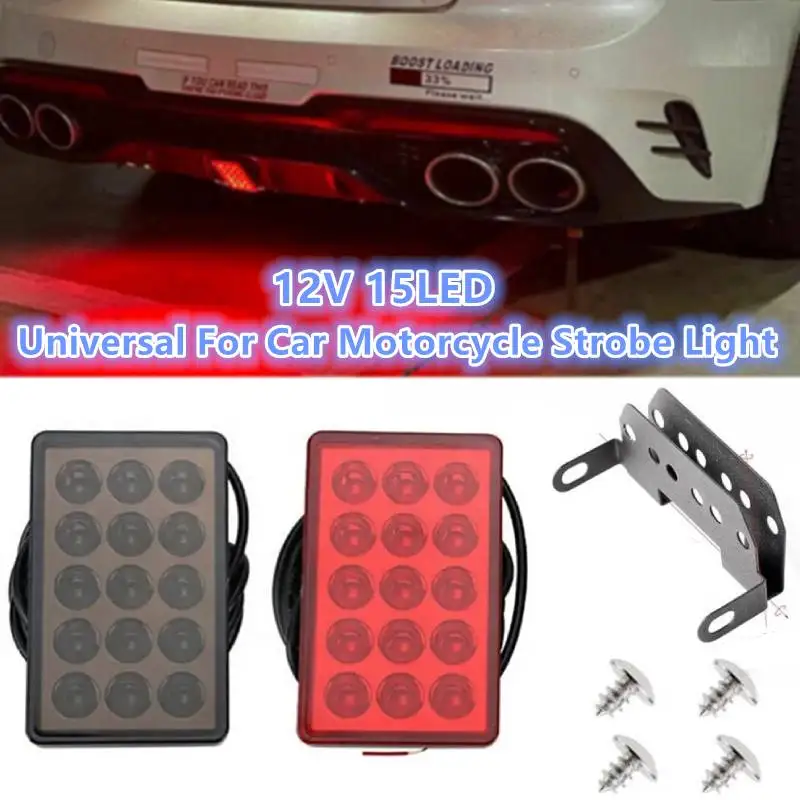 Car LED 3rd Brake Light 12V 15LED F1 Style Universal For Car Motorcycle Rear Tail Lights Auto Warning  Signal Stop Safety Lamps