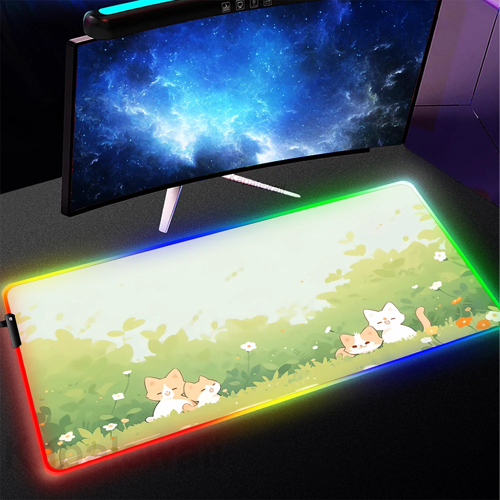 

Pc Gamer Mouse Pad Gaming Mousepad Design Kawaii Cat Rubber Desk Mat Keyboard Pads Speed Mouse Mat Non-slip RGB Mouse Mat