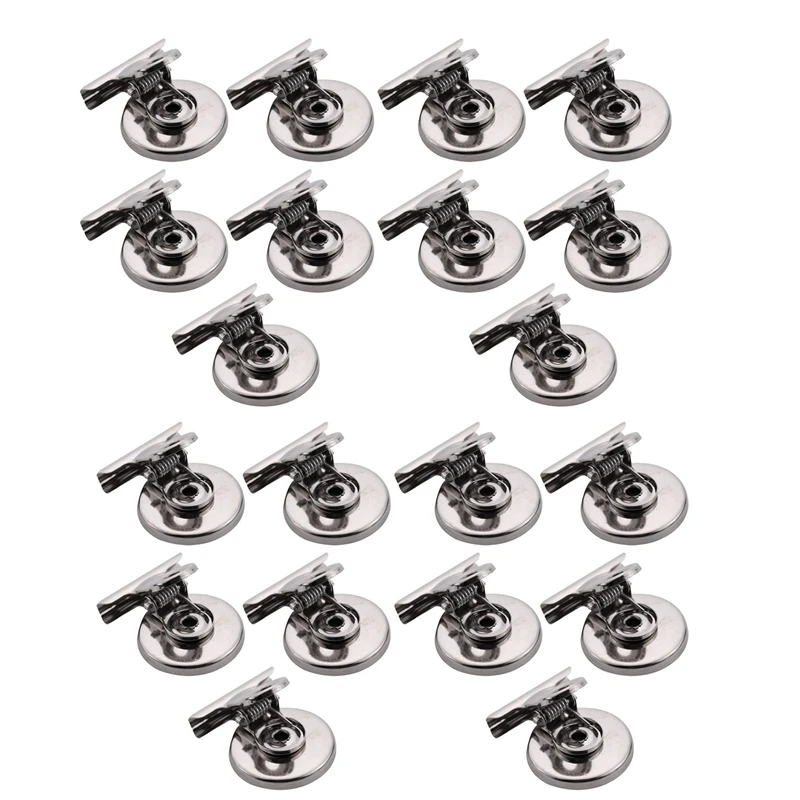 20Pcs 3Cm Magnetic Clip Magnet Refrigerator Wall Memo Note Message Holder Silver