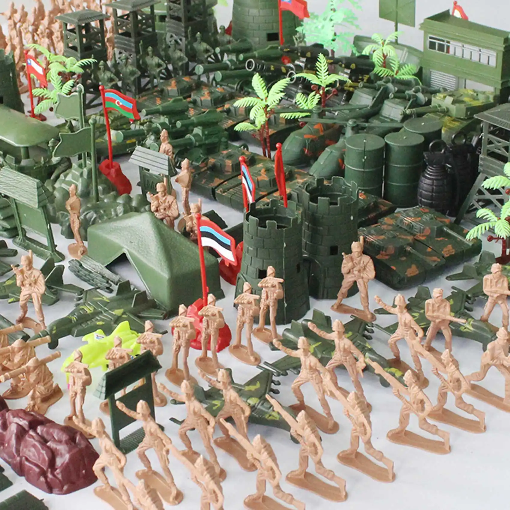 Mini Soldiers Action Figures Set, Estatueta Soldados, Acessórios Mesa de Areia, Brinquedo, 325 Pcs, 5cm