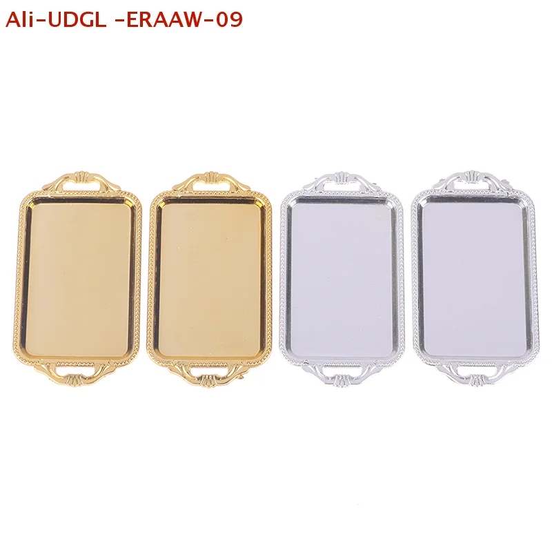 2 szt. Miniaturowe akcesoria do domku dla lalek, symulacja mini plastikowej tacy na herbatę, taca na owoce i jedzenie, model talerza obiadowego do dekoracji domku dla lalek