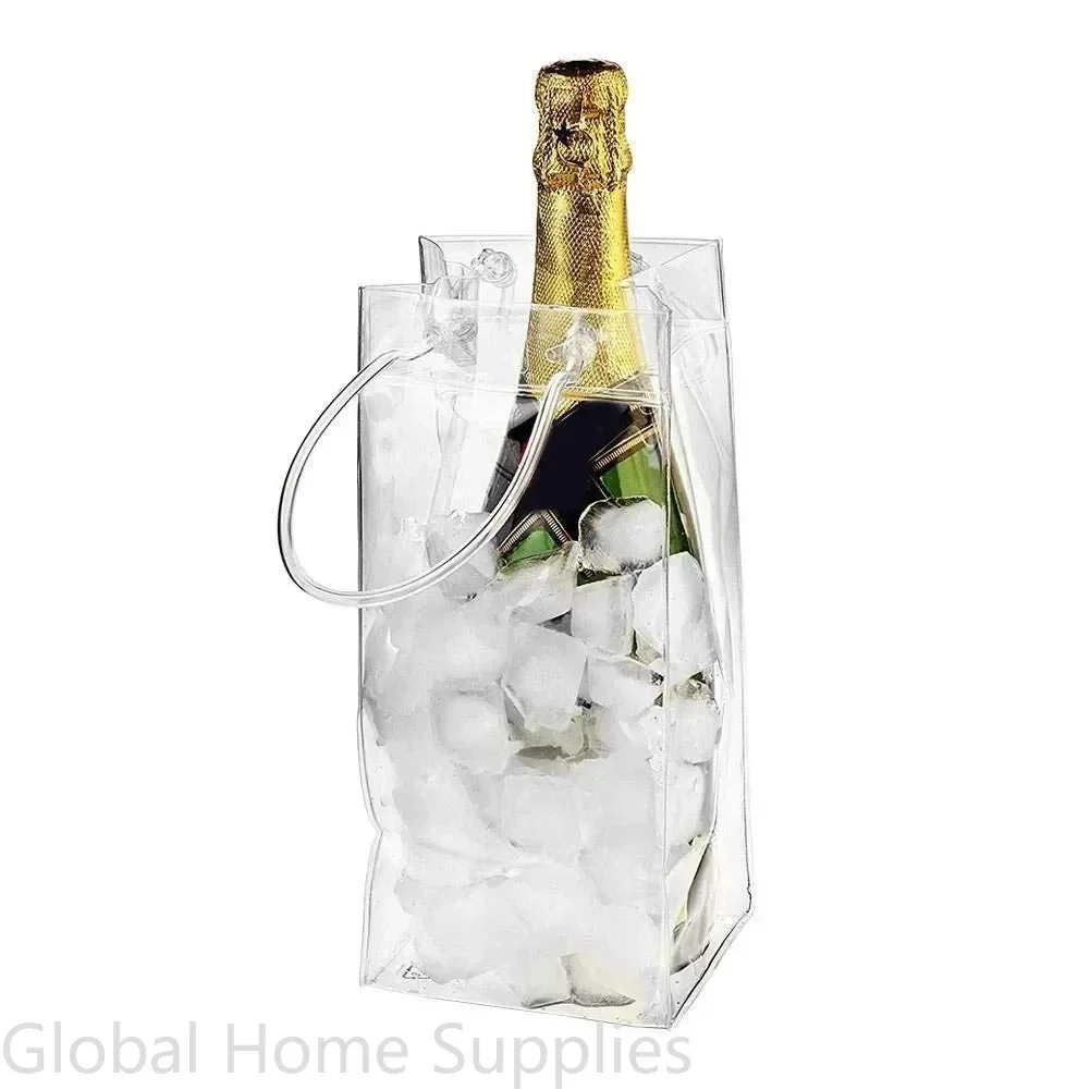 

Collapsible Clear PVC Pouch Ice Wine Bag Portable Wine Cooler Bag Chiller Sleeves for Champagne Cold Beer Chilled Beverages