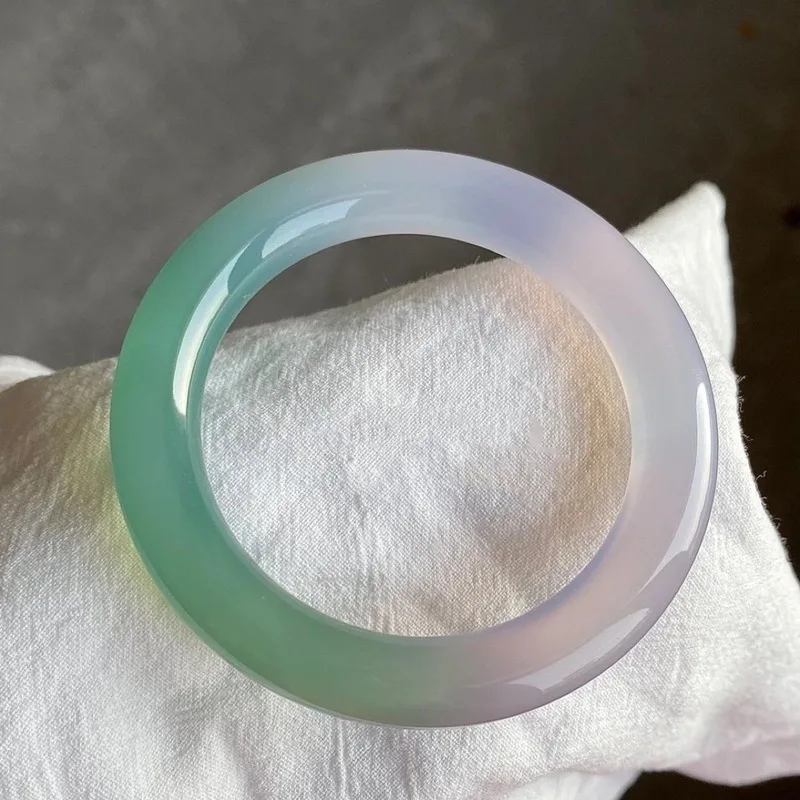 Chalcedony with gradient landscape design, genuine agate jade bracelet in gift box