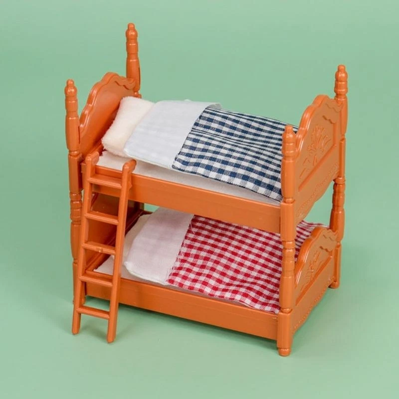 Mobili in miniatura per case delle bambole Letto a castello con Set camera da letto Letti matrimoniali Giocattolo 15UB