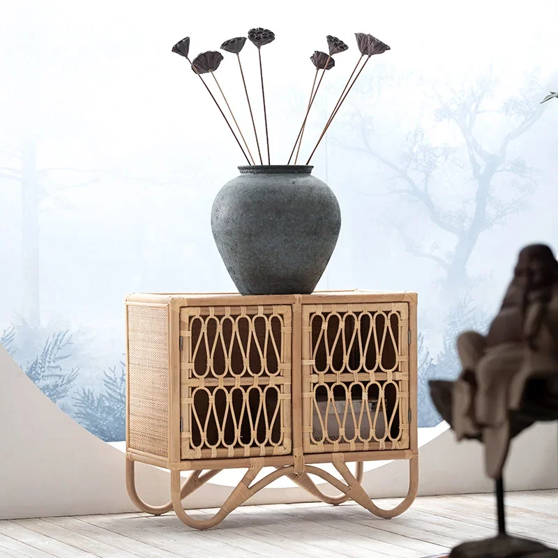 

Japanese rattan rattan sideboard modern simple locker Nordic porch cabinet living room tea cabinet storage cabinet