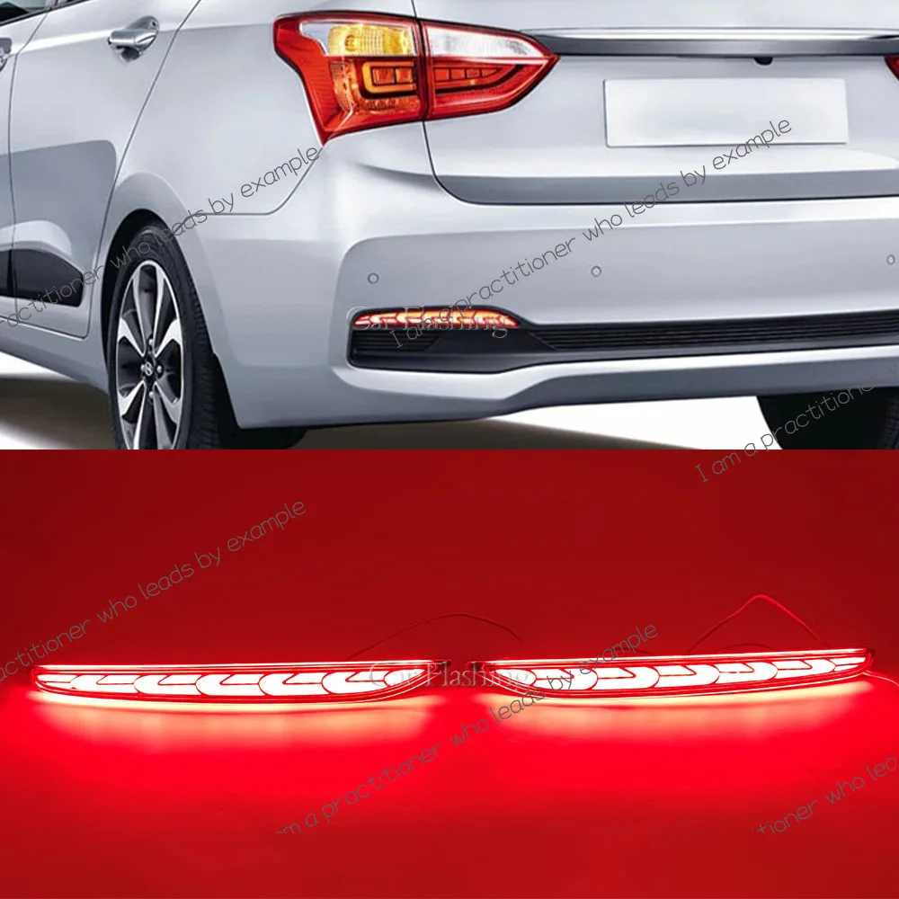 

2PCS For Hyundai Xcent I10 2018 2019 2020 Car Rear Bumper Reflector Lights LED Driving Brake Turn Singal Tail Lamps 12V Red