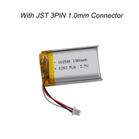 3.7V 1300mAh 4.81Wh Li-Polymer Li Battery 102540 Thermistor 3 Wires JST 3Pin 1.0mm Plug For Driving Recorder GPS DashCam Satnav
