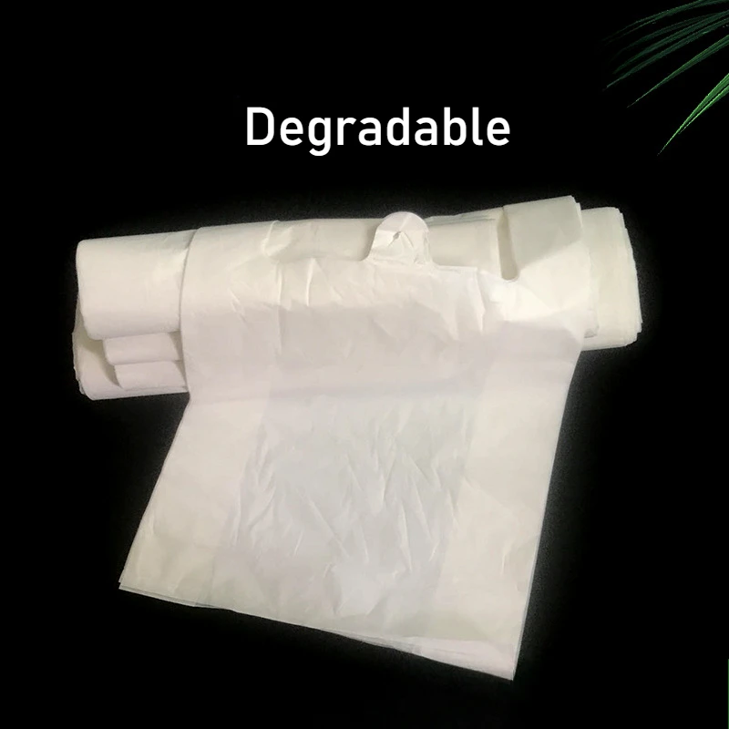 50pcs White Biodegradable Plastic T-Shirt Bag supermarket business shopping bag environmental-friendly Grocery Restaurant Bags