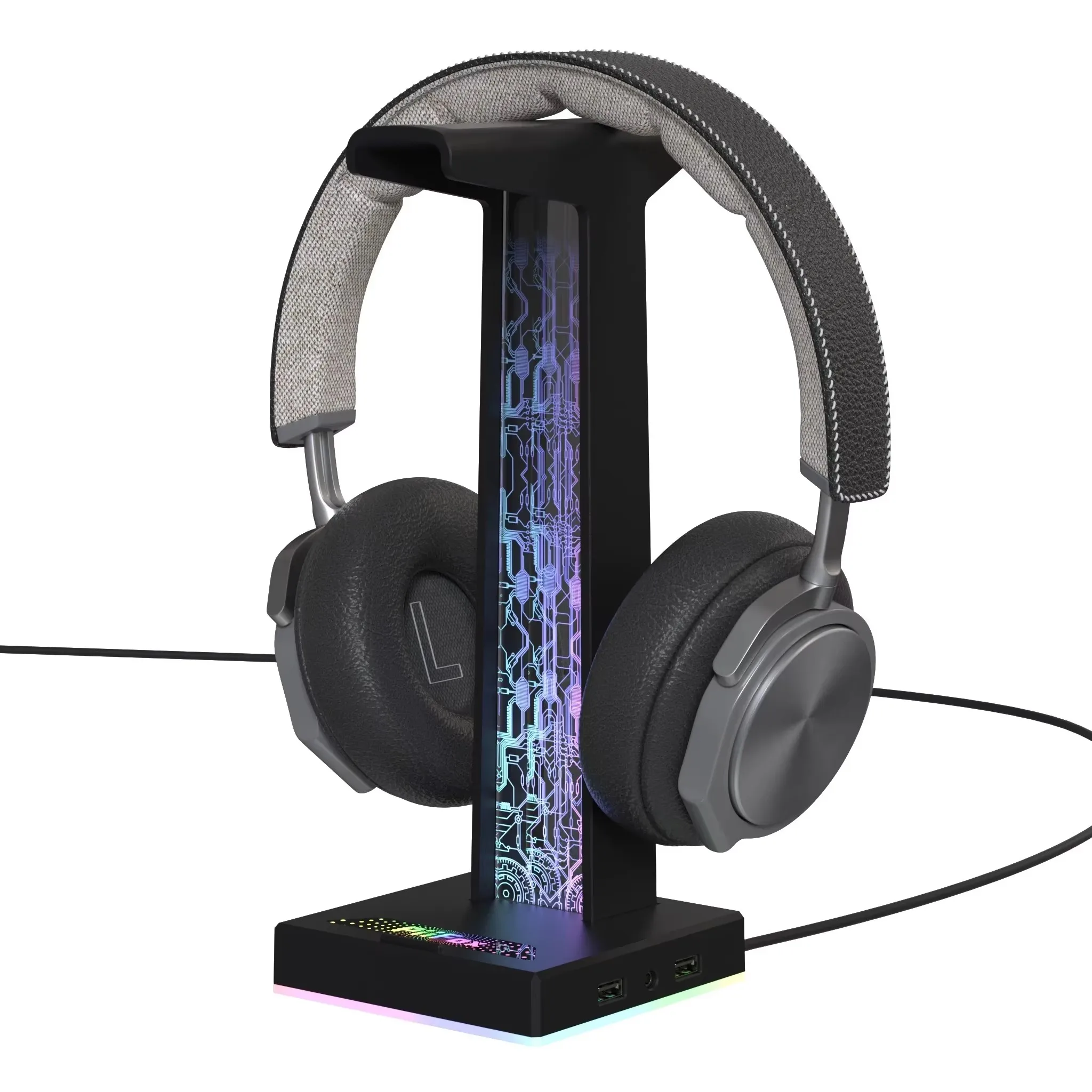 

Подставка для наушников RGB-подставка для наушников со светящейся встроенной док-станцией USBHUB, иллюзорная подставка