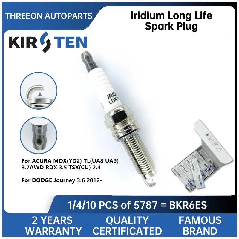 KIRSTEN Iridium Spark Plug for ACURA MDX(YD2) TL(UA8 UA9) 3.7AWD RDX 3.5 TSX(CU) 2.4 DODGE Journey 3.6 2012- 12290R70A02 KSP5787