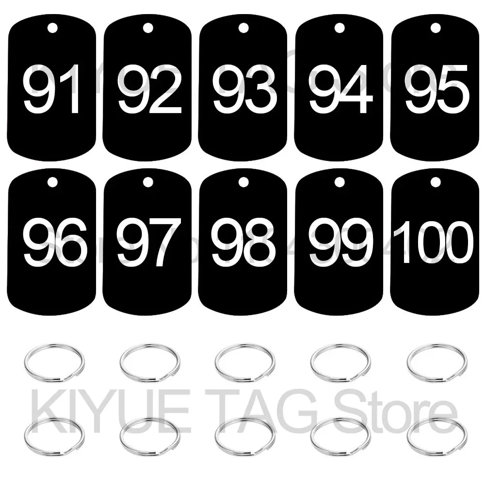 Aluminum Number Tag 1-100 Digital Tags Sign Dog Tag Engraved Tag For Gym Hotel Locker DIY Keyuchain Number