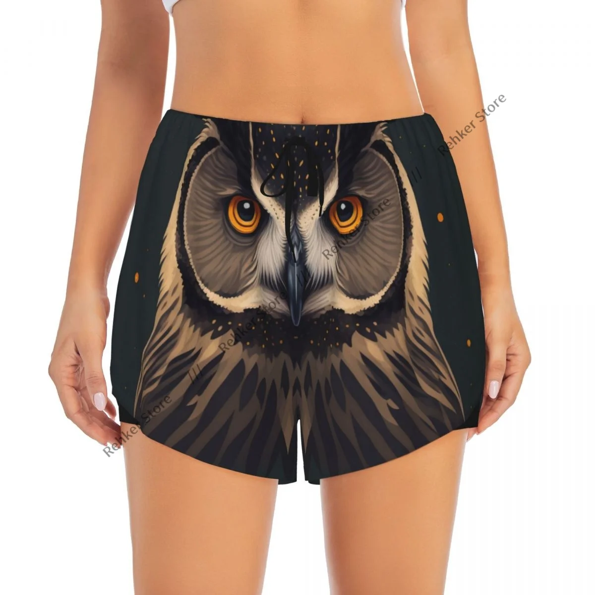 Short de sport pour femmes, Portrait de hibou, course à pied, Yoga, Fitness, entraînement de Badminton à séchage rapide avec poche