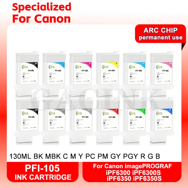 PFI 105 Refillable Ink Cartridge For PFI-105 PFI105 With ARC Chip For Canon imagePROGRAF iPF6300 iPF6300S iPF6350 iPF6350S