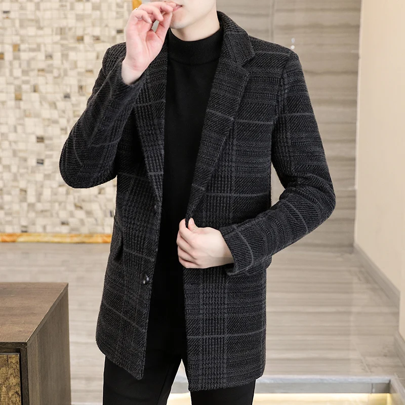 

Высококачественная осенне-зимняя модная, стильная и универсальная синель в клетку средней длины с хлопковым и толстым пальто.