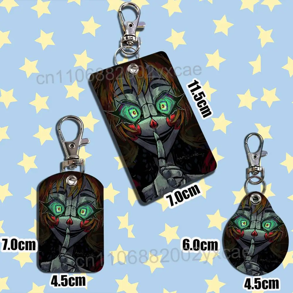 Circus Baby Freddy FNAF Leather Keychain Badge Holder with Lanyard - ID/Access Card Holder, Key Ring Accessory, Gift Option