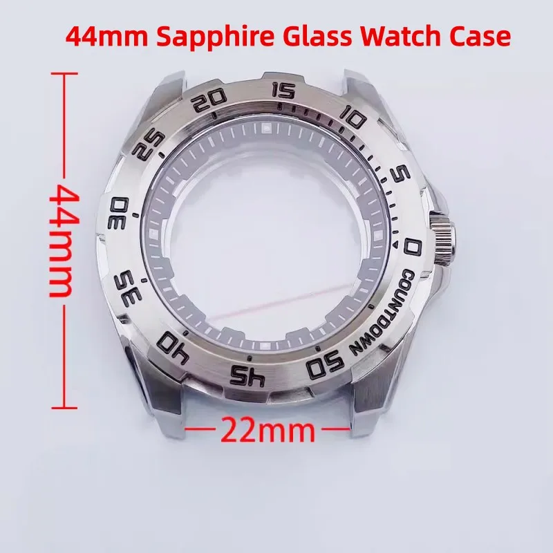 Mod 44mm Sapphire Glass Bezel Insert Scale Chapter Ring Countdown Chronograph Watch Case Fit for Seiko 601 Diving NH35 Movement