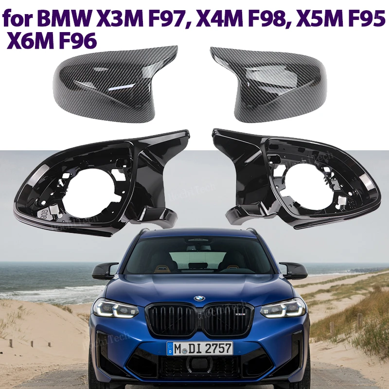 

4pcs Carbon Fiber Style Black Rearview Side Mirror cover Caps for BMW X3M F97 X4M F98 2019-2024 X5M F95 X6M F96 2020-2024