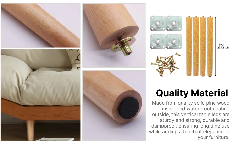Detachable Wooden Furniture Legs Easy Install Premium Replacement Feet Sofa Table Chair Home Decor Furniture for Room