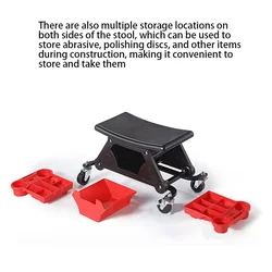 Garage Mechanic Brake Stool With 3 Storage Trays Mobile Car Beauty  Repair Chair Car Maintenance Auxiliary Bench