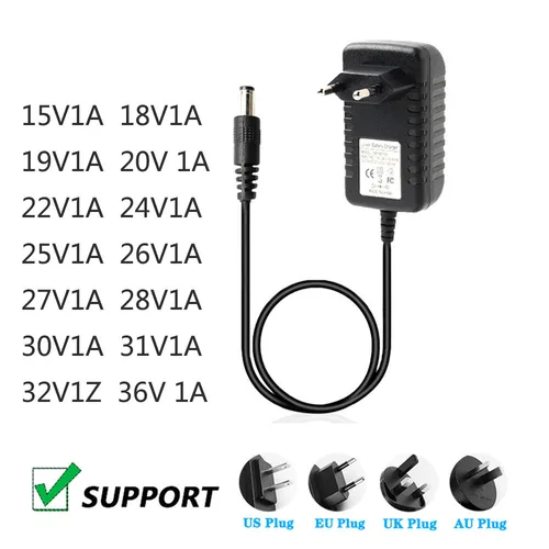 Adaptador de corriente CC 15V 18V 19V 20V 22V 24V 25V 26V 27V 28V 30V 31V 32V 36V 1A 1000MA Robot aspirador cargador de cable de alimentación