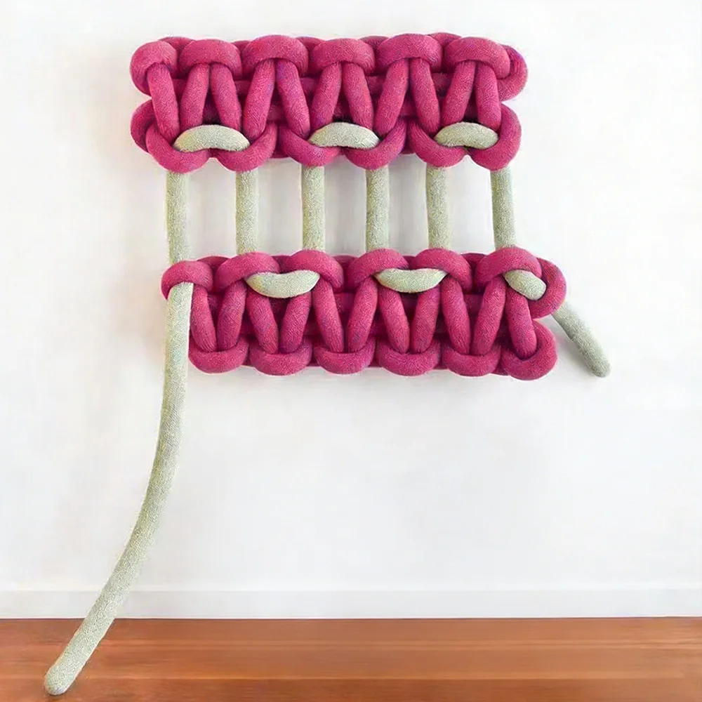 X* Woven Wall Art Chunky Knit Two Tone Textile Wall Sculpture for Modern Spaces#