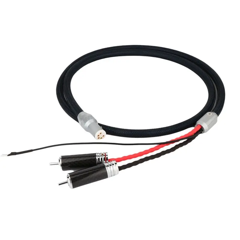 B76B Vinyl LP Record Player Tonearm Cable Din to 2RCA Interconnect Shielding Tone Signal Line Phono Cable 100cm