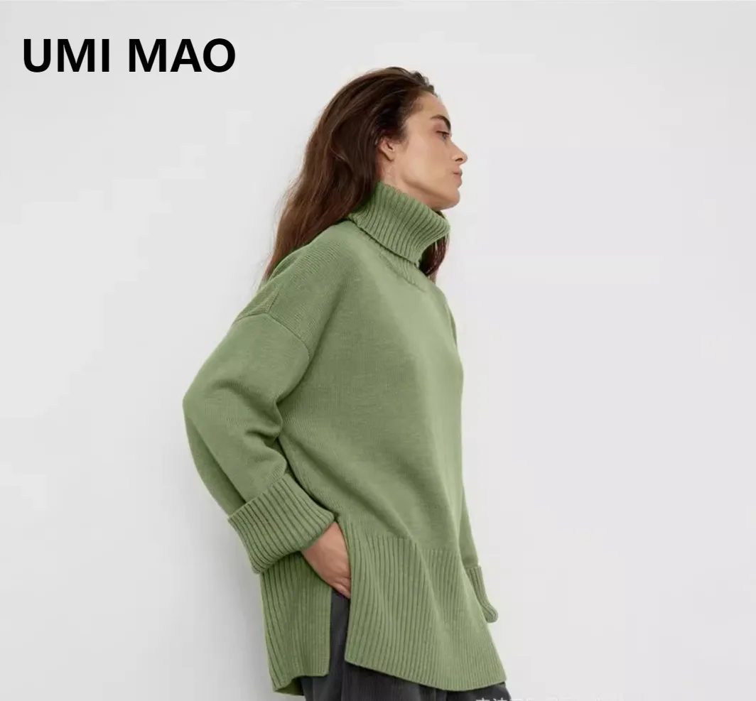 

UMI MAO топы для женщин, новый свободный вязаный свитер в европейском и американском стиле с высоким воротом, осенне-зимний женский свитер