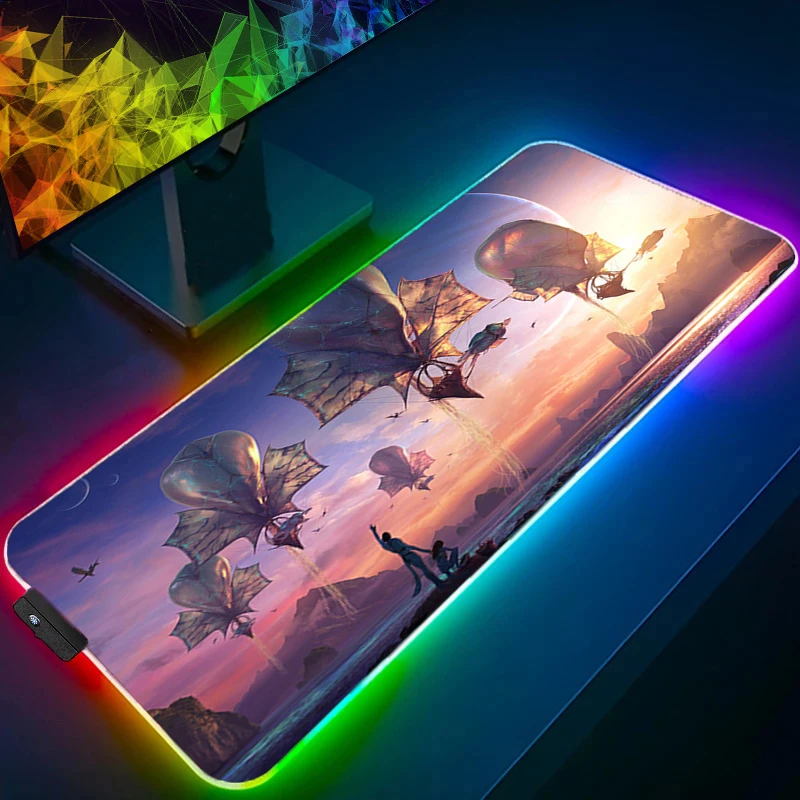 แผ่นรองเมาส์ RGB Avatar Professional Office สำหรับแล็ปท็อป นักเล่นเกมอีสปอร์ต ความเร็วสูง สำหรับพีซี แผ่นรองคีย์บอร์ดยาง ไฟแบ็คไลท์ LED แผ่นรองเมาส์สำหรับโต๊ะทำงาน