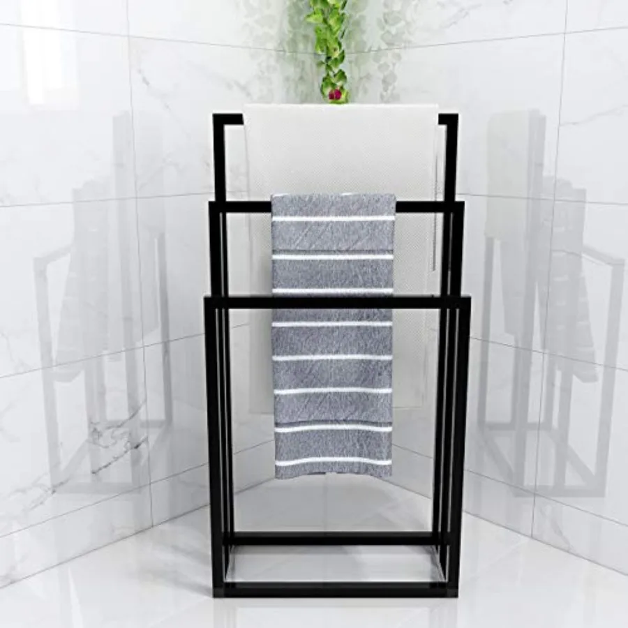 

Metal Towel Racks 3 Bars for Bathroom Freestanding Drying Shelf 3 Tier Storage Organizer Washcloths Holder