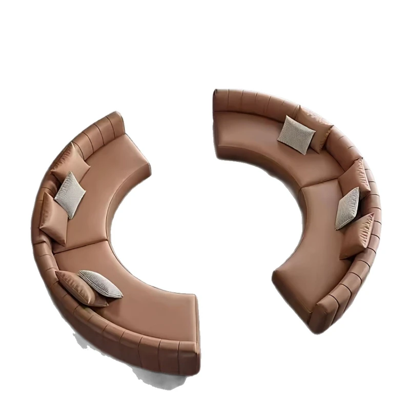 

Semicircular arc special-shaped beauty salon clothing store office lobby lounge area reception and negotiation black sofa