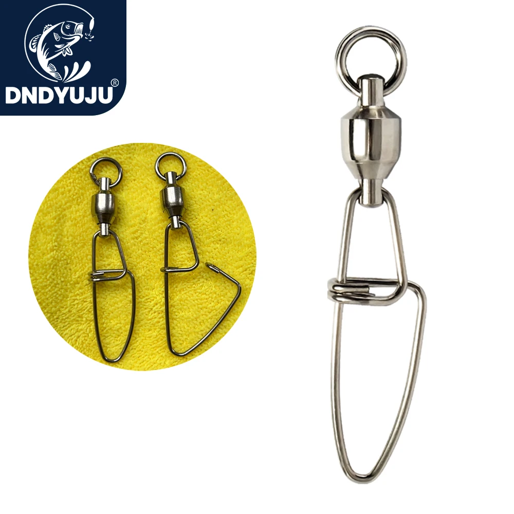 DNDYUJU 20-50pcs Fishing Ball Bearing Rolling Swivel Stainless Steel Cross Lock Snap Fishing Lure Connector Fishing Accessories