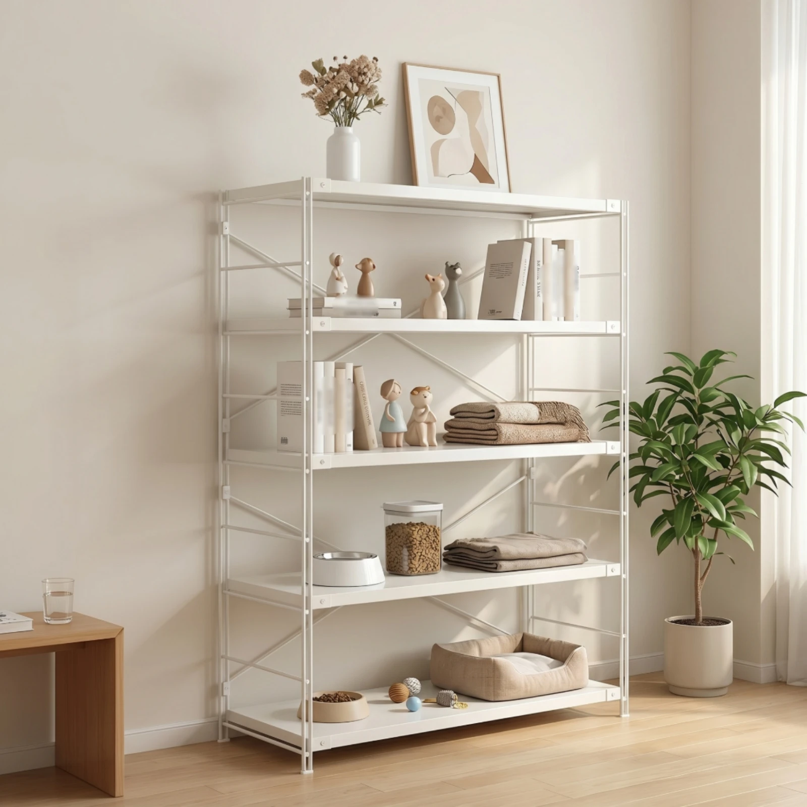 5-Tier Storage Rack Rust-Resistant Utility Shelving Unit Metal Shelving Unit Steel Floor Standing Shelf Heavy Duty for Balcony