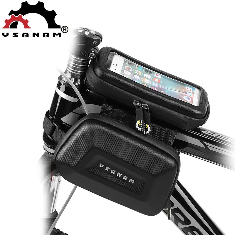 

Сумка для горного велосипеда Водонепроницаемая сумка на переднюю балку Сумка для хранения на передней балку для мобильного телефона Сумка-седло большой вместимости