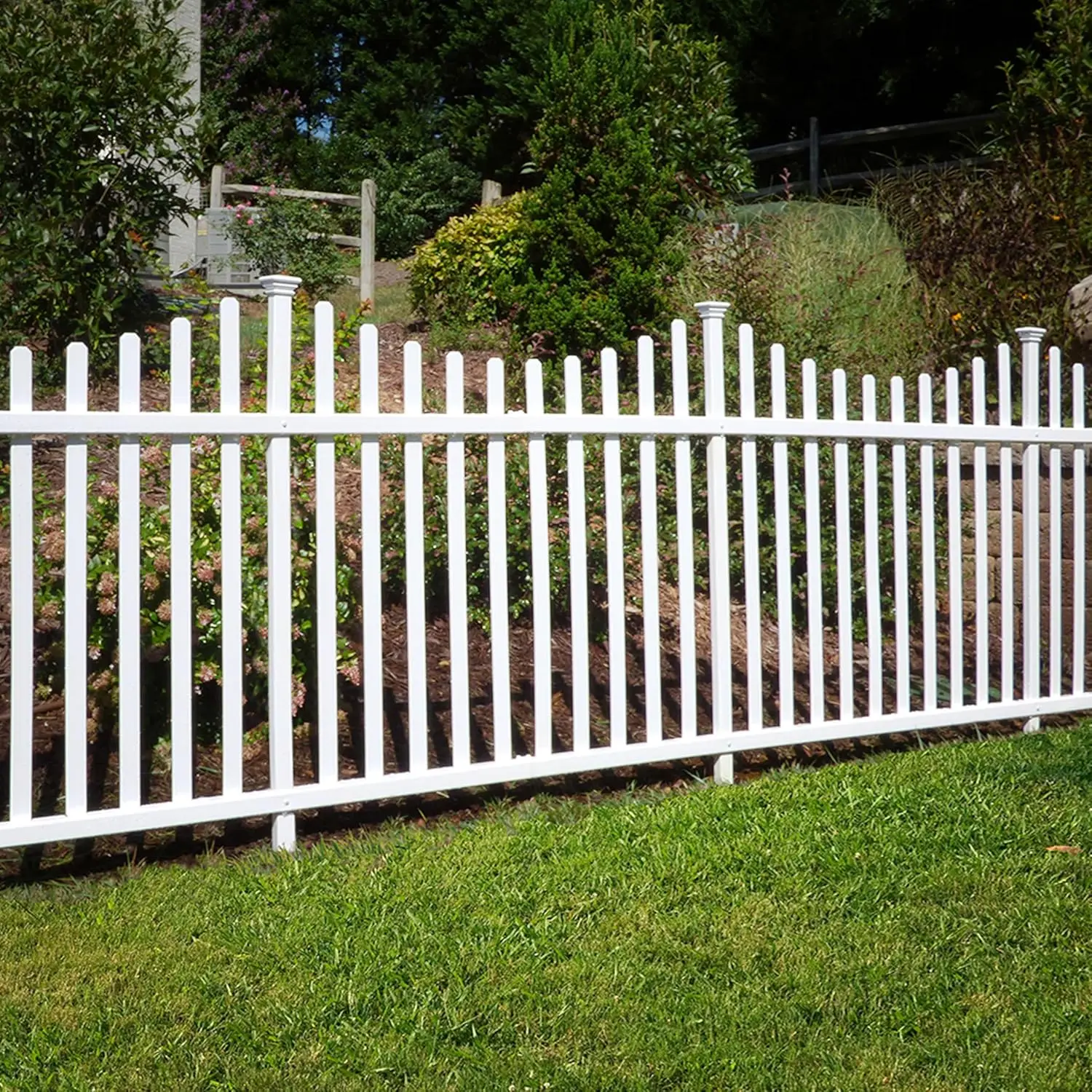 3.5 Foot High 3.8 Foot Wide White Vinyl Picket Fence Panels DIY No Dig Kit Outdoor Backyard Barrier Two Panels