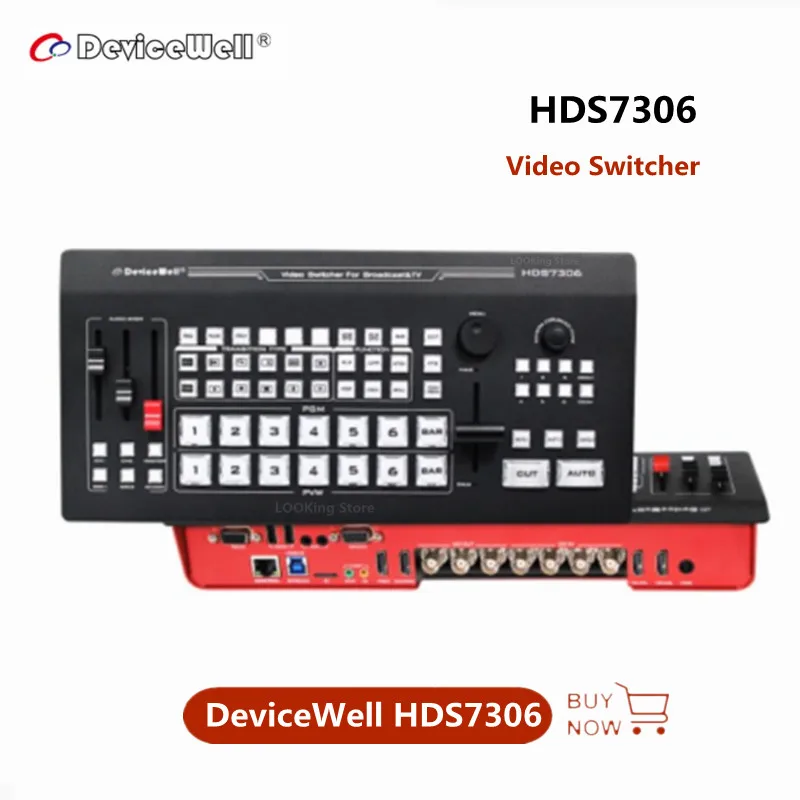 محول فيديو DeviceWell HDS7306 6-CH 4SDI + 2HDMI مدخل متوافق مع سجل Chroma Key USB 3.0 UVC لبث الفيديو