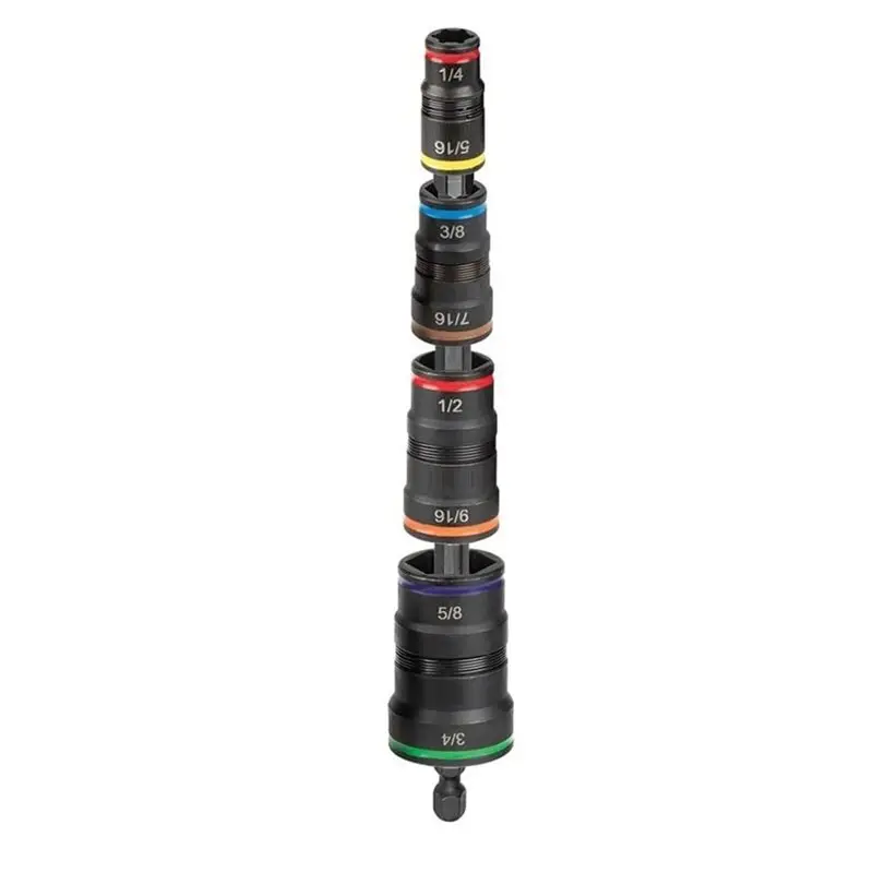 ABDJ-32934 Impact Driver, 9-In-1 SAE Flip Socket Set, 6-1/2-Inch Shaft, 1/4 To 3/4-Inch Sizes