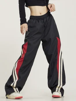 HOUZHOU Baggy Dames Joggingbroek Wijde Pijpen Joggers Casual Streetwear Y2k Vintage Trainingsbroek Zwart Oversized Basic Sportbroek