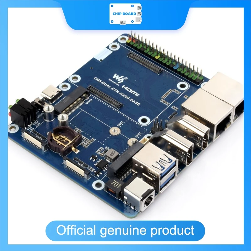 

Двойная базовая плата Ethernet для Raspberry Pi CM5 — поддерживает модуль 4G/5G, два порта USB 3.2 Gen1, совместимость с модулем PoE