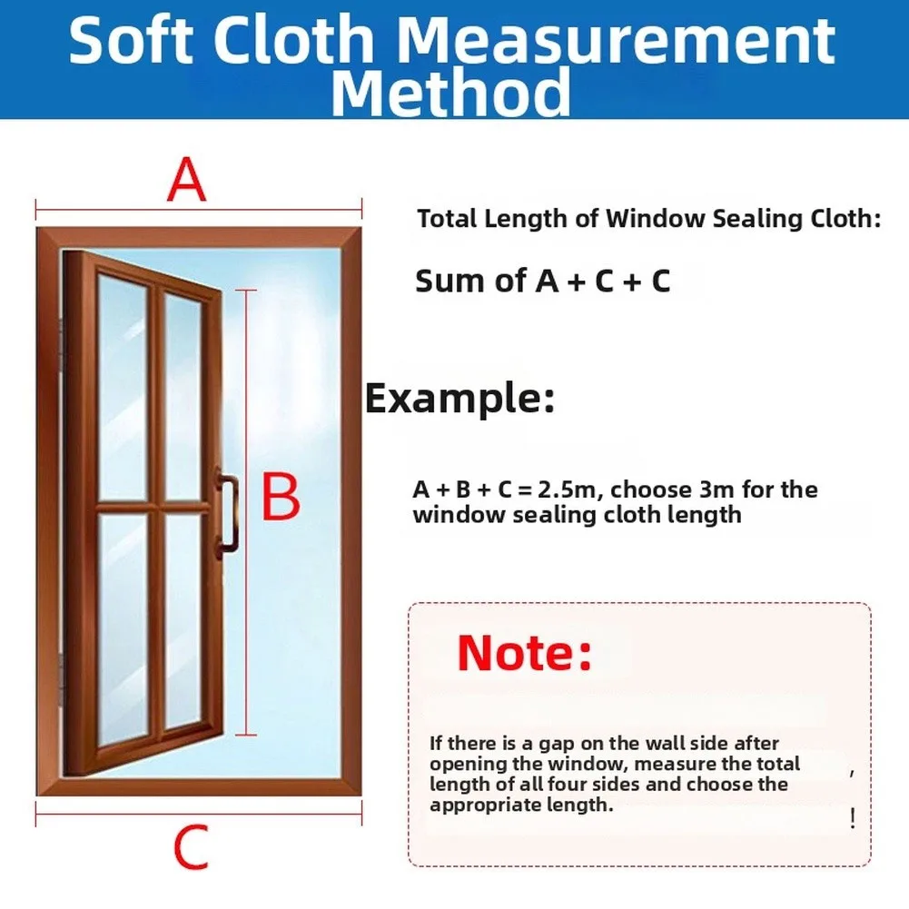 3/4/5M Portable Air Conditioner Sealing Cloth Baffle Side Opening Window Sealing Cloth Sealing Plate Window Seal With Drawstring