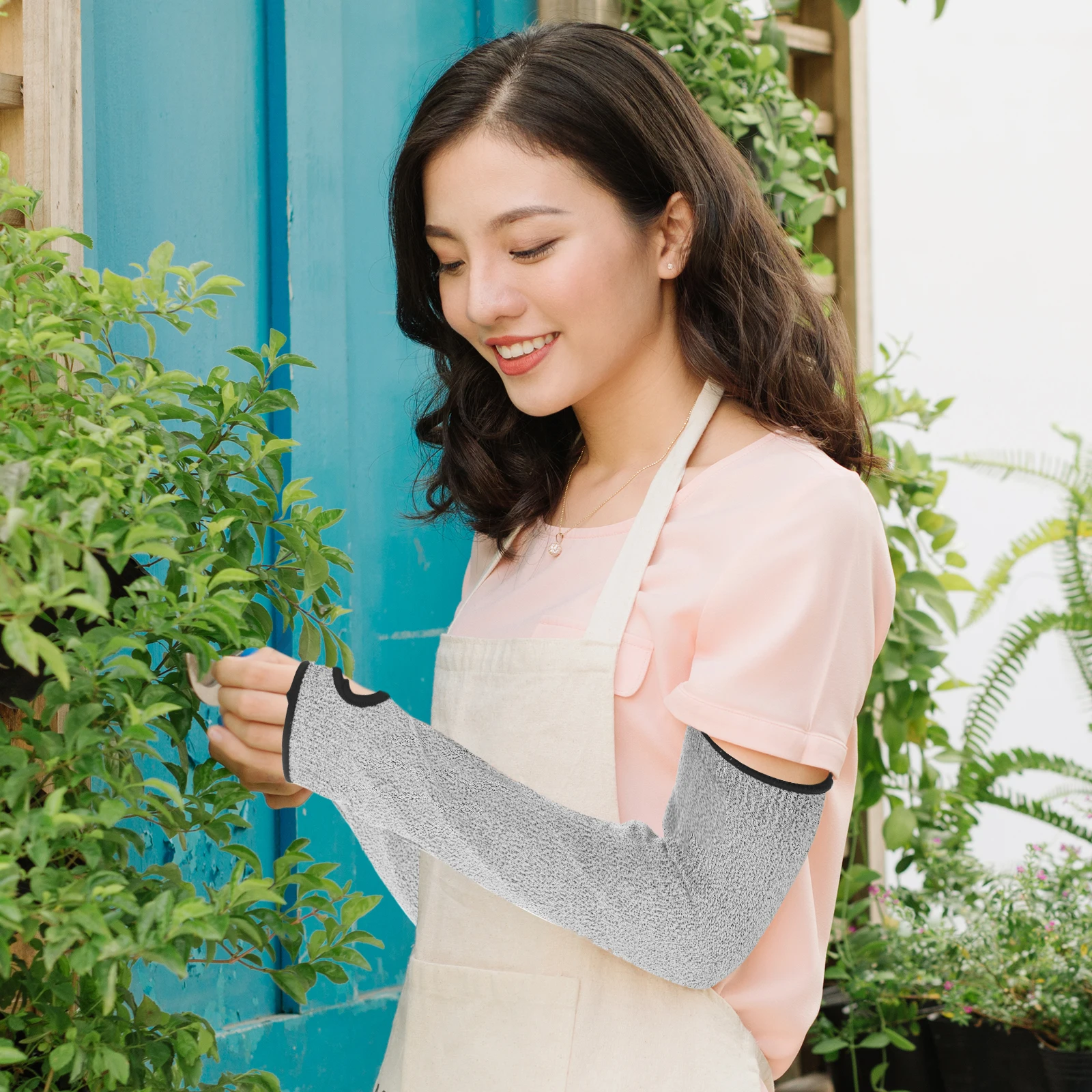 

2pcs Anti-Cut Arm Sleeves 45cm Grey White Cut Resistant Forearm Protector Gardening Repair Mechanic PE Material Practical