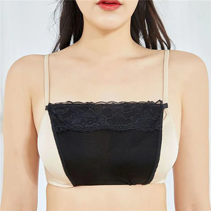 Dames Kant Decolleté Cover Up Hemdje Beha Onderkleding Strapless Insert Gewikkeld Borst Onzichtbare Clip-On Verstelbare Tube Top