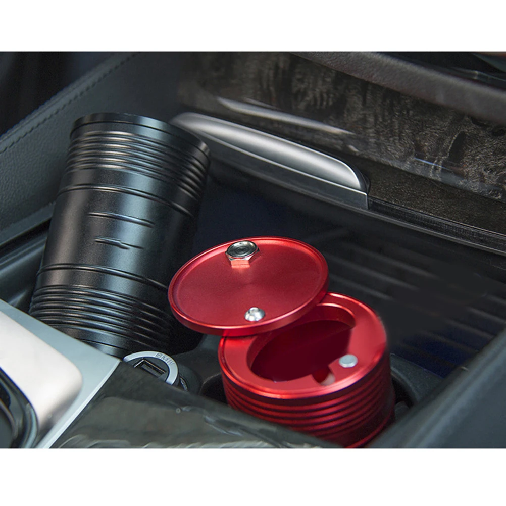 

Portable Cylinder Ashtray Holder Car Aluminum Alloy Cigarette Universal Non Removable Base Fits Vehicles Gift