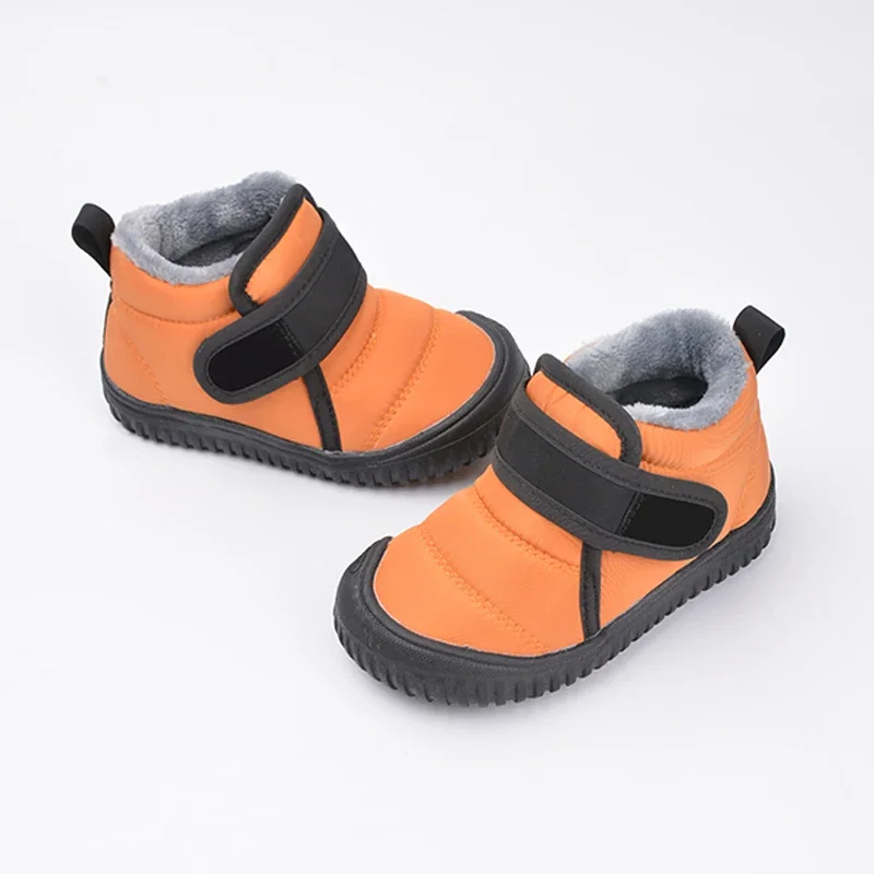 High Quality Durable Kids Outdoor Anti-slip Waterproof Soft  Plush Winter Snow Short Boots E8218