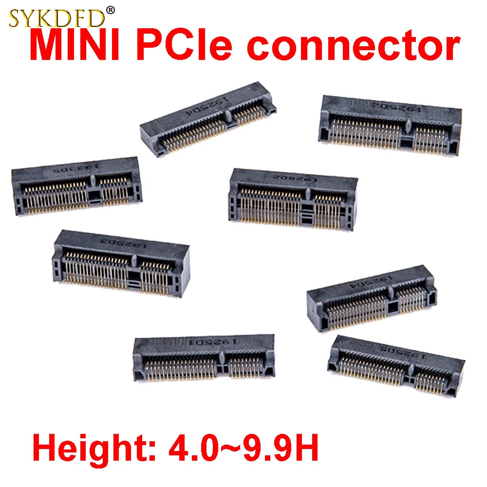 MINI PCIE Msata Connector PCI-E Socket Slot 52P Card Holder H4.0 H5.2 H5.6 H6.8 H9.0 H9.9mm For notebook Mini PCIE SMT SSD