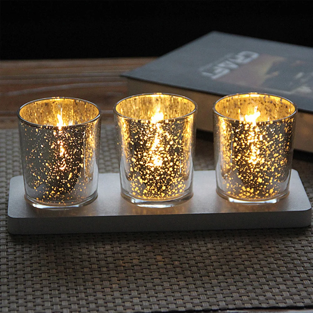 Mercury Glass Votive Holder Sparkled Gold Tea Light Holders for Wedding Party Home Decor Romantic Atmosphere