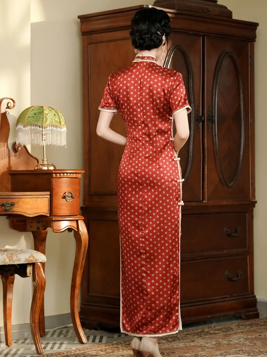 Nuovo stile cinese rosso repubblica della cina Retro Cheongsam estate nuova ragazza temperamento vestito quotidiano di fascia alta